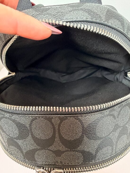 Coach Signature Backpack Black Gray Canvas Leather Trim Mini Backpack Bag main image 5